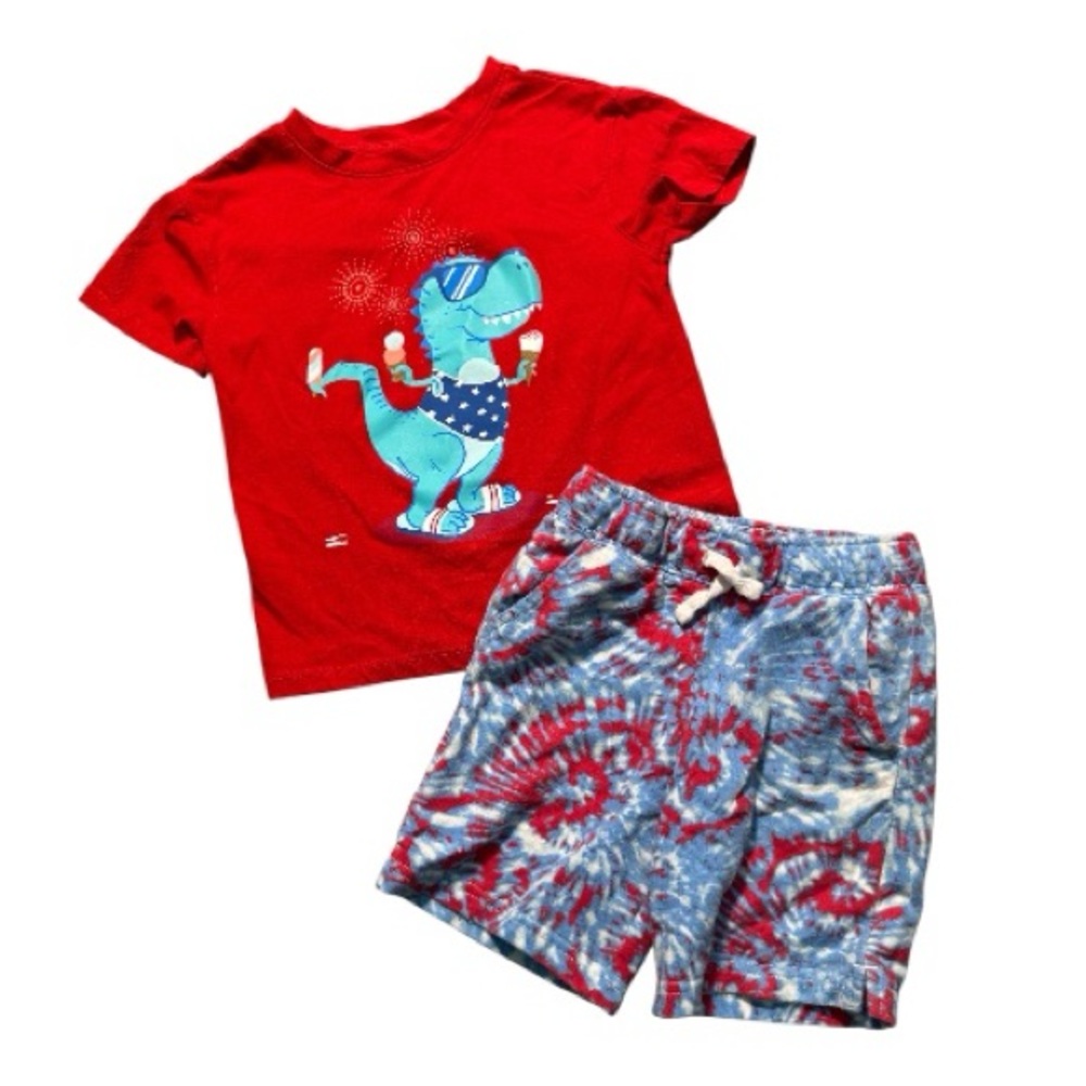 Red and Blue Dinosaur Short and T-shirt Set by Cat & Jack, 5T
